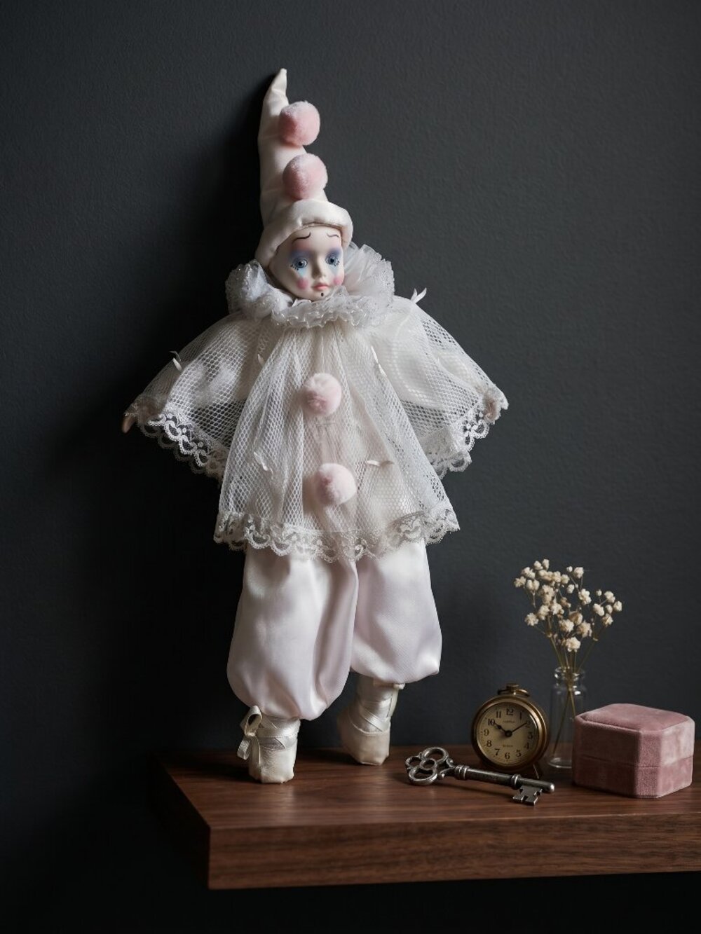 Bradley's Vintage Porcelain Harlequin Pierrot Ballerina Clown Doll Adorable!